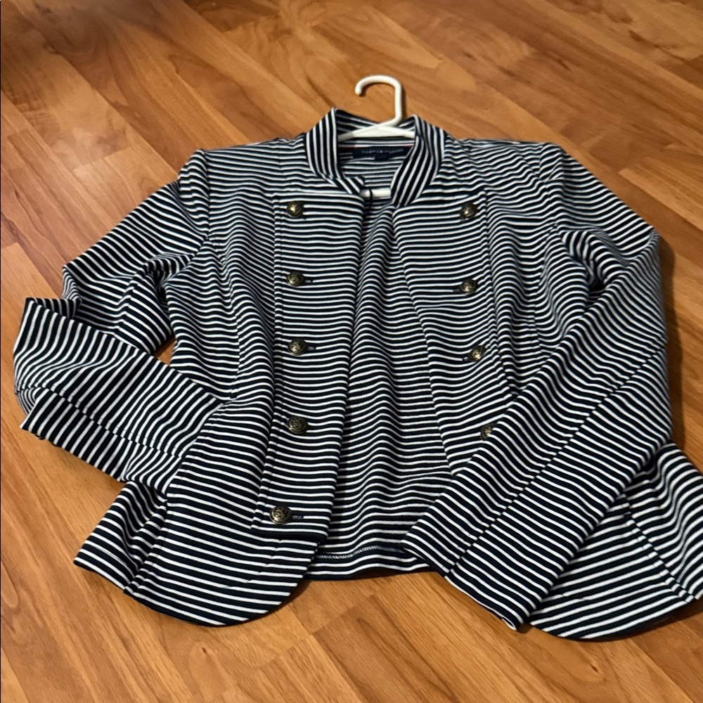 Tommy Hilfiger Blue and White Striped Blazer